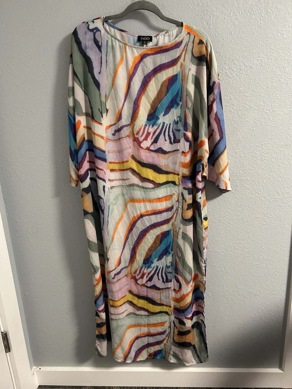 GiGiO USA Multicolor Abstract Print Maxi Dress Caftan Size M